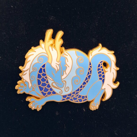 Sky Blue Asian Dragon enamel pin from Pin & Tonic Shop - Picture 1 of 2